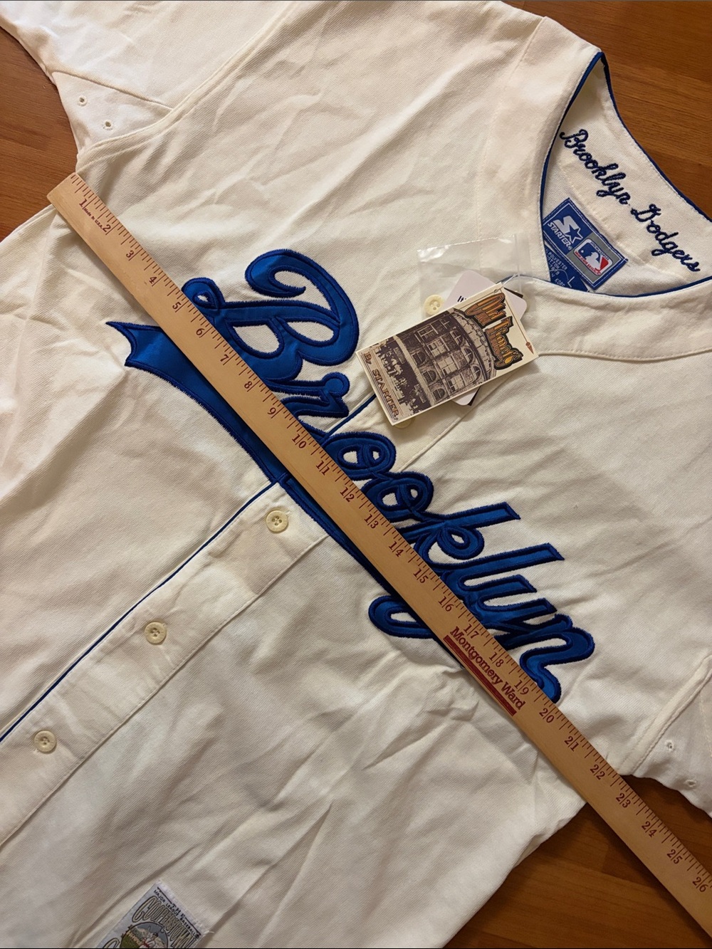 STARTER White and Royal Blue "Brooklyn" Baseball Jersey - Picture 11 of 14